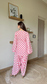 Pink Elephant Farshi Salwar Set – Hand Block Print | Rochi India