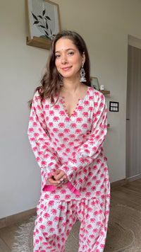 Pink Elephant Farshi Salwar Set – Hand Block Print | Rochi India